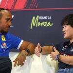 Lewis Hamilton zo Scuderie Ferrari a Isack Hadjar z Racing Bulls na okruhu Albert Park. Zdroj: Getty