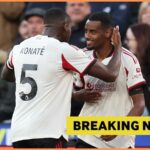 Ibrahima Konate reaguje počas prehry Liverpoolu proti Nottinghamu Forest