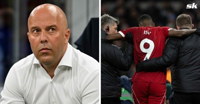 Útočník Liverpoolu Alexander Isak (na zemi)