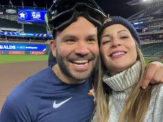 Manželka Joseho Altuvea Neena nasáva slnko v čiernobielych pruhovaných bikinách a elegantných odtieňoch na tropickom úteku logo pochodového šialenstva