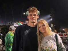 Manželka Terrancea Fergusona Sophia si po výhre v 15. týždni vs. Lions v 15. týždni zahrala na „rande“ NBA s červeným rebrovaným topom henley (PICS) logo pochodového šialenstva