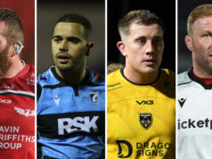 Môžu regióny pozdvihnúť Wales európskym úspechom? Dwayne Peel oslavuje s krídlom Tomom Rogersom po tom, čo Scarlets porazili Leinstera