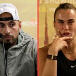 Aryna Sabalenka počas jej súboja „Battle of the Sexes“ proti Nickovi Kyrgiosovi (Zdroj: Getty)