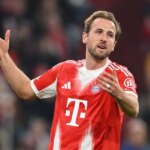 Harry Kane z FC Bayern München reaguje počas fázy MD6 zápasu Ligy majstrov UEFA 2025/26 medzi FC Bayern München a Sporting Clube de Portugal vo Football Arena Mníchov 9. decembra 2025 v Mníchove v Nemecku