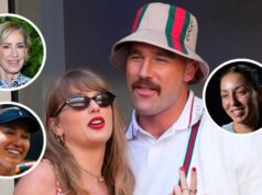 Priateľ Taylor Swift Travis Kelce, ktorý priznal veľké tajomstvo vzťahu, dostal „podobný“ súhlas od Chris Evert, Danielle Collins a Jessica Pegula Reakcie Chris Evert, Danielle Collins a Jessicy Pegula na Instagrame (Zdroj: Instagram/newheightshow)