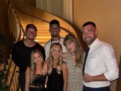 Reštaurácia Travisa Kelcea a Patricka Mahomesa z roku 1587 „podobná deťom“ roztrhaná potravinovým kritikom v nemilosrdnej recenzii Travis Kelce, Patrick a Brittany Mahomesovci a Taylor Swift na snímke spolu na 1587 Prime