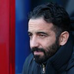 Manažér Manchestru United Ruben Amorim počas zápasu Premier League proti Crystal Palace