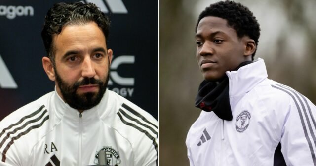 MANCHESTER, ANGLICKO – 15. DECEMBRA: Sklíčený Kobbie Mainoo z Manchestru United na plný úväzok počas zápasu Premier League medzi Manchestrom United a Bournemouthom na Old Trafford 15. decembra 2025 v anglickom Manchestri. (Foto: Robbie Jay Barratt - AMA/Getty Images)