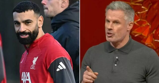 Správy z Liverpoolu: Spoluhráč Mo Salah naráža na Jamieho Carraghera, Mohamed Salah z Liverpoolu a manažér Arne Slot dnes počas dnešného tréningu v AXA Training Center