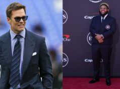 Tom Brady zdieľa úprimnú reakciu, keď Druski nájde pouličného fanúšika oblečeného v drese s celým menom legendy Patriots logo pochodového šialenstva