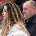 Rute Cardoso, manželka bývalého hráča Liverpoolu a Wolverhamptonu Wanderers, Diogo Jota sa pozerá pred zápasom Premier League medzi Liverpoolom a Wolverhampton Wanderers.