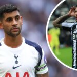 Na seba narazia Bruno Guimaraes z Newcastlu United a Cristian Romero z Tottenhamu Hotspur