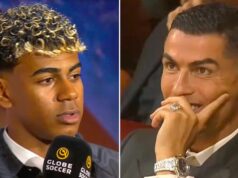 Výrečná reakcia Cristiana Ronalda na to, že ho Lamine Yamal spomenul v prejave ocenení Cristiano Ronaldo reaguje