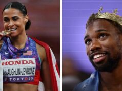 Zlato, sláva a epické olympijské športové momenty zo Sydney McLaughlin-Levrone pre Noaha Lylesa Sydney McLaughlin-Levrone počas Majstrovstiev sveta v atletike 2025 v Tokiu v Japonsku. (Foto od Getty Images)