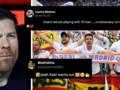 „Znamená to, že hráme s 10 mužmi“, „Xabi chce von“ "Znamená to, že hráme s 10 mužmi", "Xabi chce von"