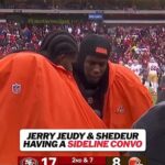 Jerry Jeudy a Shedeur Sanders mali v nedeľu popoludní búrlivý rozhovor