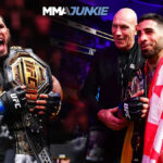 LAS VEGAS, NEVADA - SEPTEMBER 14: Raul Rosas Jr. of Mexico looks on during his match against Aoriqileng of China during UFC 306:Riyadh Season Noche at Sphere on September 14, 2024 in Las Vegas, Nevada. (Photo by Christian Petersen/Getty Images)