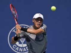 Aká je etnicita, náboženstvo a národnosť Brandona Nakashimu? Skúmanie rodinných koreňov ATP Star 10. augusta 2024; Montreal, Quebec, Kanada; Brandon Nakashima (USA) podáva na IGA Stadium proti Andrey Rublevovi (bez obrázku). Povinný kredit: Eric Bolte-USA TODAY Sports