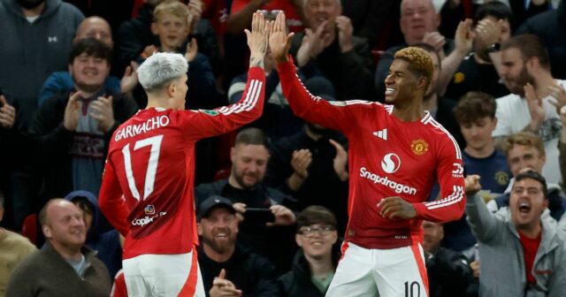 Ako hviezdy Man Utd v bombardovacej jednotke Rubena Amorima reagovali, Marcus Rashford a Alejandro Garnacho z Manchestru United