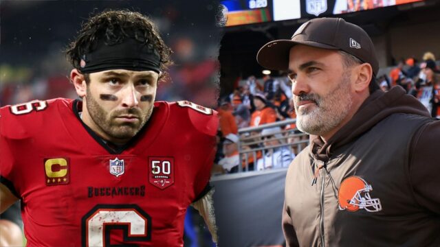 Baker Mayfield strieľa do nového trénera Falcons Kevina Stefanského
