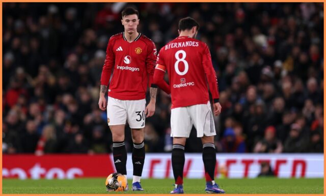 Benjamin Sesko v akcii pre Man Utd vs Brighton