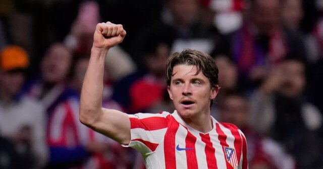 Conor Gallagher oslavuje gól za Atlético Madrid