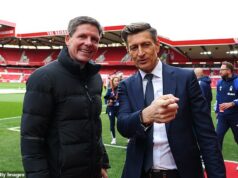 Cítim ku Crystal Palace, keďže sú oddelené, ale tu je dôvod, prečo nemám nulové sympatie k Stevovi Parishovi „nech si zjesť koláč“. Chlapec z plagátu pre nerovnosť si mal dávať pozor na to, čo si želá, píše OLIVER HOLT Predseda Crystal Palace Steve Parish (vpravo), na snímke s manažérom Oliverom Glasnerom, nasadil topánky, keď mnohé strany v EFL boli na dne.