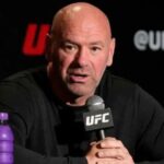 LAS VEGAS, NV – 2. marca: Dana White sa pripravuje na vhadzovanie na pódiu pre prítomných novinárov a fanúšikov v MGM KA Arene na UFC 285 -Jones vs Gane: tlačová konferencia, PK, Pressekonferenz 2. marca 2023 v Las Vegas, NV, Spojené štáty americké. Photo by Louis Grasse/PxImages Louis Grasse / PUBLICATION SPPxNOTxINxBRAxMEX Copyright: xLouisxGrassex/xSPPx SPP_156213