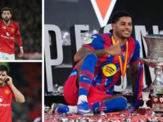 Duo Manchestru United Bruno Fernandes a Harry Maguire reagujú správou po tom, čo Rashford zdieľa obrázky trofeje s Barcelonou Duo Manchestru United Bruno Fernandes a Harry Maguire reagujú správou po tom, čo Rashford zdieľa obrázky trofeje s Barcelonou