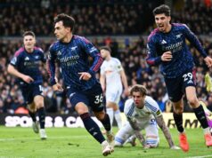 Hodnotenie hráčov Arsenalu vs Leeds s ôsmimi 8/10, keď žiari výmena zranenia Bukayo Saka Martin Zubimendi z Arsenalu oslavuje gól proti Leedsu United