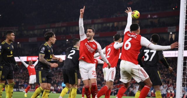 LONDÝN, ANGLICKO - 25. JANUÁRA: Mikel Merino z Arsenalu reaguje po tom, čo strelil vyrovnávajúci gól (2:2) počas zápasu Premier League medzi Arsenalom a Manchestrom United na Emirates Stadium 25. januára 2026 v Londýne v Anglicku. (Foto Jacques Feeney/Offsajd/Offsajd prostredníctvom Getty Images)