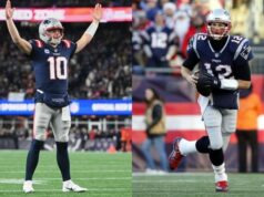 Hollywoodska hviezda v hodnote 170 000 000 dolárov vytvára paralely medzi Drakeom Mayem a Tomom Bradym, keď Patriots QB podnecuje rozhovory MVP logo pochodového šialenstva
