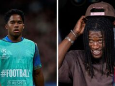 Hviezda Realu Madrid Eduardo Camavinga posiela varovanie Endrickovi, keď Brazílčan prichádza na hosťovanie do klubu Ligue 1 Tréner Realu Madrid Xabi Alonso