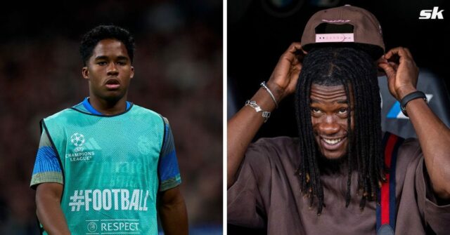 Hviezda Realu Madrid Eduardo Camavinga posiela varovanie Endrickovi, keď Brazílčan Tréner Realu Madrid Xabi Alonso