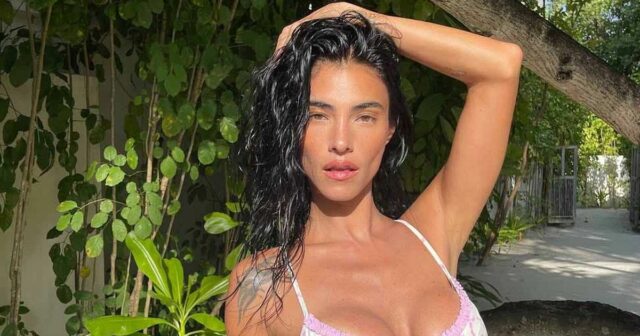 David Ginola a francúzska modelka Maeva Denat sa zúčastňujú zápasu francúzskej Ligue 1 medzi Olympique de Marseille (OM) a Paris Saint Germain (PSG) na Stade Velodrome 26. februára 2017 vo francúzskom Marseille.