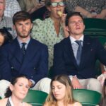 Kennedy Alexa, James Maddison, Conor Gallagher a Aine May Kennedy sa zúčastňujú siedmeho dňa tenisových majstrovstiev Wimbledonu v All England Lawn Tennis and Croquet Club 6. júla 2025 v Londýne, Anglicko.