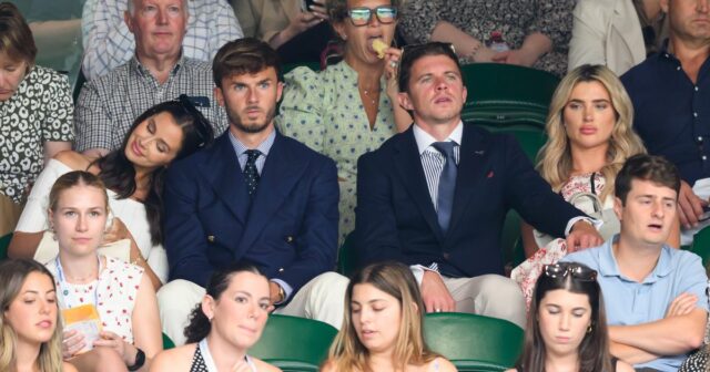 Kennedy Alexa, James Maddison, Conor Gallagher a Aine May Kennedy sa zúčastňujú siedmeho dňa tenisových majstrovstiev Wimbledonu v All England Lawn Tennis and Croquet Club 6. júla 2025 v Londýne, Anglicko.