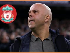 Liverpool Arne Slot chváli Mohameda Salaha Mohamed Salah reaguje počas zápasu Marseille vs Liverpool