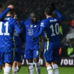 Romelu Lukaku z Chelsea bude trestať počas zápasu Premier League medzi Chelsea a Wolverhampton Wanderers na Stamford Bridge 7. mája 2022 v Londýne v Spojenom kráľovstve.