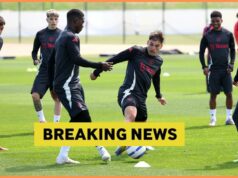 Stredopoliara United Ugarteho hľadá Amorim v AC Miláno Stredopoliar Manchestru United Manuel Ugarte v akcii proti Wolves