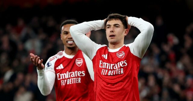   Martin Zubimendi z Arsenalu reaguje 