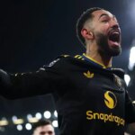 Matheus Cunha oslavuje gól za Manchester United proti Arsenalu