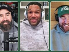 Michael Strahan, 54, v rozhovore s Travisom Kelceom zahodil bombovú radu Good Morning America do dôchodku Michael Strahan otvoril svoje plány do budúcnosti Travisovi a Jasonovi Kelceovi na New Heights