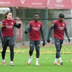 Jurrien Timber, Ricardo Caalaariori, Bukayo Saka, Noni Madueke a Eberechi Eze