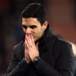 Mikel Arteta manažér / hlavný tréner Arsenalu reaguje počas zápasu Premier League medzi Bournemouthom a Arsenalom na Vitality Stadium 3. januára 2026 v Bournemouthe v Anglicku.