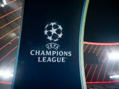 Obmeny Ligy majstrov – Čo potrebuje každý klub Premier League, kde môže skončiť Logo Ligy majstrov UEFA vo vnútri Allianz Areny