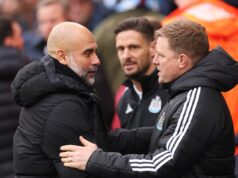 Pep Guardiola žartuje, že stráca spánok kvôli tomu, ako poraziť Newcastle Eddieho Howea v semifinále Carabao Cupu Rayan Ait-Nouri, vpravo, je späť po tom, čo Alžírsko vypadlo z Afrického pohára národov (Bradley Collyer/PA Wire)