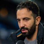 Hlavný tréner/manažér Manchestru United Ruben Amorim dostal rozhovor na konci zápasu Premier League medzi FC Ipswich Town a Manchester United FC na Portman Road 24. novembra 2024 v Ipswichi v Spojenom kráľovstve.