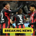 Ľavý obranca Eintracht Frankfurt Nathaniel Brown v akcii