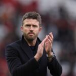 Michael Carrick po zápase Premier League medzi Manchestrom United a Manchestrom City na Old Trafford.